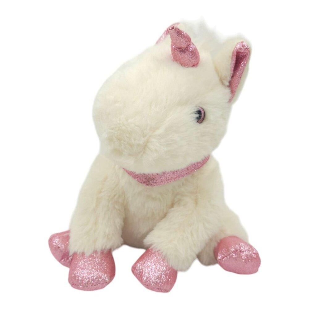 Unicorn Plush Sparkle Shimmer Pink Collar Horn Feet 10.5" Stuffed Animal Toy